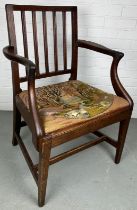 A DESKCHAIR WITH TAPESTRY UPHOLSTERED SEAT