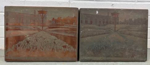 TWO ETCHING PLATES DEPICTING JAMES CARTER AND CO SEED PLANT IN RAYNES PARK