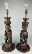 A PAIR OF AFRICAN FIGURAL LAMPS, 68cm h (each) (2)