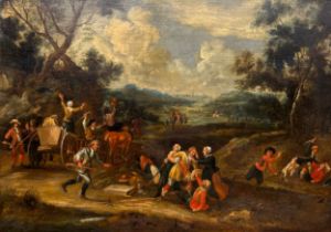 17TH CENTURY FLEMISH SCHOOL FOLLOWER OF JAN BRUEGHEL THE YOUNGER (1601-1678), oil on canvas, in an