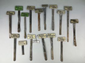 A COLLECTION OF 1920's ZINC AND CERAMIC COUNTRY HOUSE HORTICULTURAL FLOWER BED PLANT LABELS (17) All