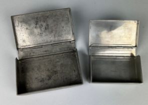 TWO HUNTSMAN'S SILVER PLATED DOUBLE HINGED SANDWICH TINS BY CHAMPION AND WILTON (2)