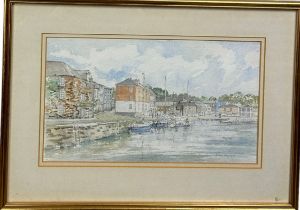 JOAN PRYNN WATERCOLOUR PAINTING ON PAPER 'PADSTOW' 28cm x 16cm