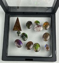 A GROUP OF AMMOLITE GEMSTONES A group of 12 high quality ammolite fossil gemstones. Ammolite is
