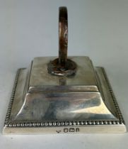 A SILVER DESK TOP PAPERWEIGHT MOUNTED WITH A GEORGE III CARTWHEEL 1797, Retailed by A Barrett and