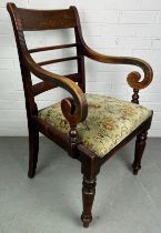 A 19TH CENTURY OAK GEORGIAN ARMCHAIR, 56cm w X 50cm d X 90cm h Used condition, with marks, dents and