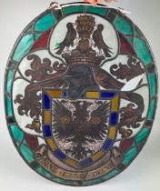 WIMBLEDON INTEREST: A STAINED GLASS PANEL WITH COAT OF ARMS, From a church in Wimbledon. Some