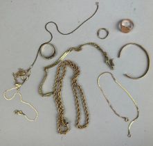 A COLLECTION OF MISCELLANEOUS GOLD CHAINS, RINGS, EARRINGS AND BRACELETS, Weight: 31.3gms