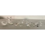 A selection of Swarovski crystal animals to include hedgehog, panda and a snail