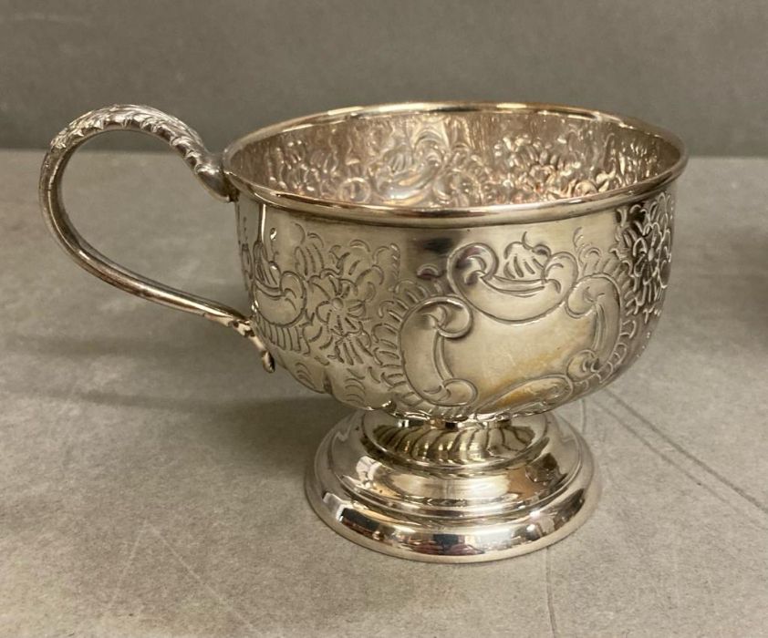 Two silver plated cups and a silver plate pierced bowl - Image 2 of 6
