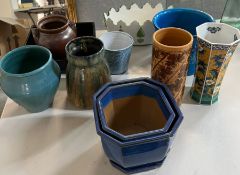Ten plant pots, jugs and vases