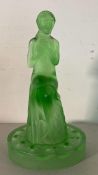 An Art Deco Uranium green glass nude lady