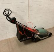 A Hayter Spirt41 electric lawn mower
