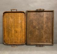 Two oak vintage trays