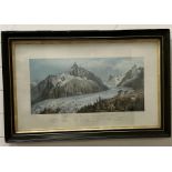 A Vue de Lar Mer De Glace Prise Du Montanvere lithograpgh 62cm x 29cm by J Jacottel