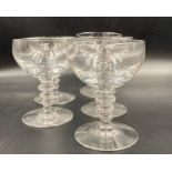 A set of five Hawkes wine glasses