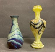 Two hand blown art glass vases