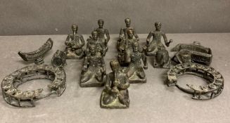 A selection of vintage miniature bronze figures