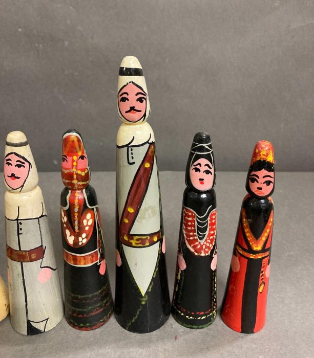 A set of eight hand painted wooden Arabic figures - Image 3 of 3