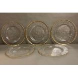 Five Kromer Zolnir gold rimmed glass plates