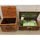 Two picnic hampers one a vintage Brexton two person set