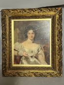 A portrait of Lady Barrow in a gilt frame (18cm x 22cm)