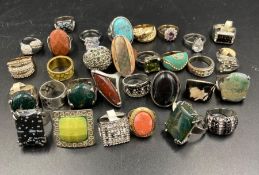 A selection of costume jewellery rings.