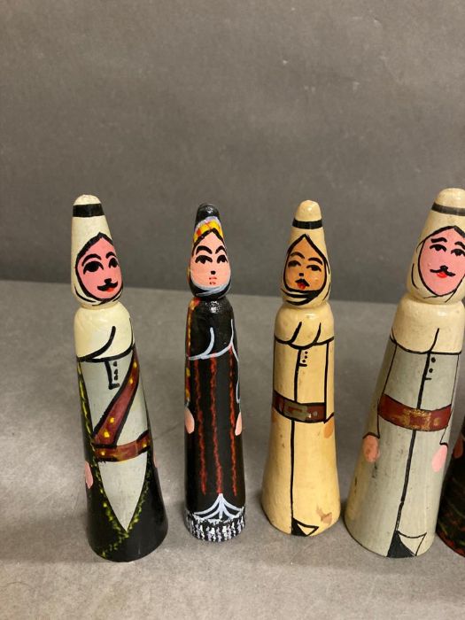 A set of eight hand painted wooden Arabic figures - Image 2 of 3