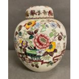 A Masons ironstone ginger jar with floral pattern