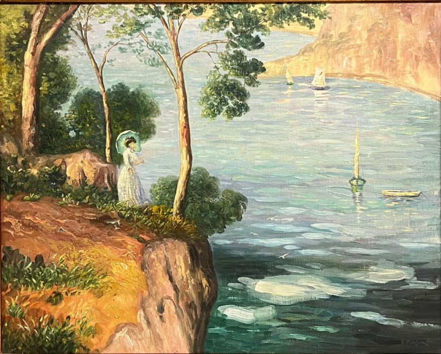 Robert Marshall (1947- ) An oil on canvas of a coastal scene - Image 5 of 5