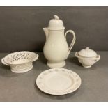 A collection of English cream ware to include milk jug, side plate etc