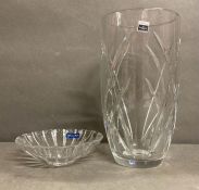A Villeroy and Boch footed dish and a John Rocha for Waterford crystal vase both, boxed