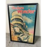 A framed cover of a comic with racing cars to front 28cm x 4cm)