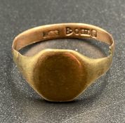 A 9ct gold signet ring AF (Approximate Total Weight 3.5g) (Approx Size U)