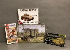 A selection of three model kits Airfix French Cuirassier 1815, IBG Models Bedford QLB, Armourfast