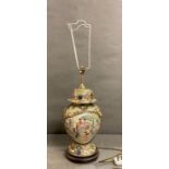 A vintage Imari palette porcelain shouldered vase converted to a table lamp