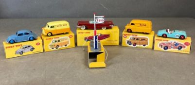 A selection of six Dinky diecasts: Cabriolet Ford 'Thunderbird' Avec conducteur, Volkswagen, Triumph