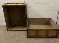 Two wood and canvas reclaimed shipping crates (H32cm W91cm D68cm0