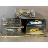A selection of five Diecast model cars from The James Bond series