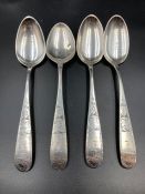 Four Sterling silver serving spoons Geo W Webb (Approximate Weight 216g)