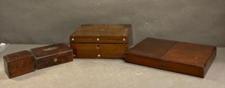 A selection of four mahogany and oak boxes
