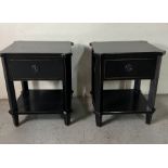 A pair of black contemporary bedsides with drawers (H62cm W50cm D37cm)