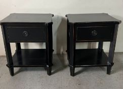 A pair of black contemporary bedsides with drawers (H62cm W50cm D37cm)