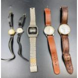 A selection of five watches to include Sekonda and Timex