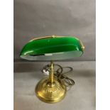 A brass bankers lamp