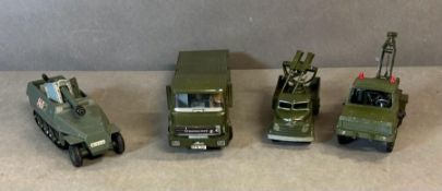 A selection of two Britain and a Dinky and military toys