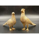 Two decorative white metal pheasants (H11cm)