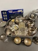 A selection of silver plate items