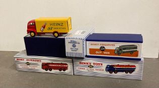 A selection of five Dinky diecast vehicles to include: 942 Foden 14 Ton Tanker 'Regent', 514 Guy