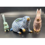 A selection of three Herend of Hungary ceramic Rabbits